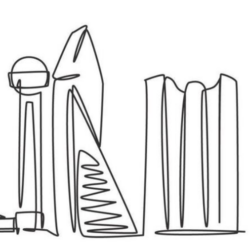 Line drawing of Dallas cityscape